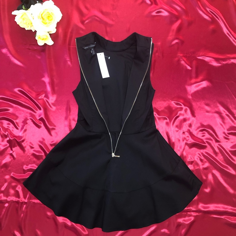 ⭐️NEW⭐️White House Black Market Mock Neck Sleeveless Fit & Flare Tunic Top Black - Picture 7 of 12